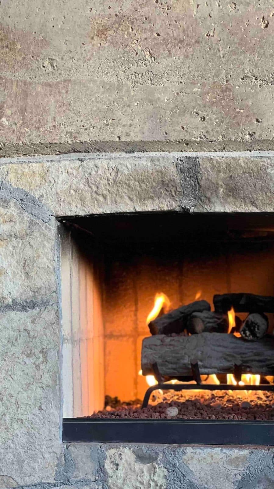 Rammed-earth fireplace